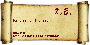 Kránitz Barna névjegykártya